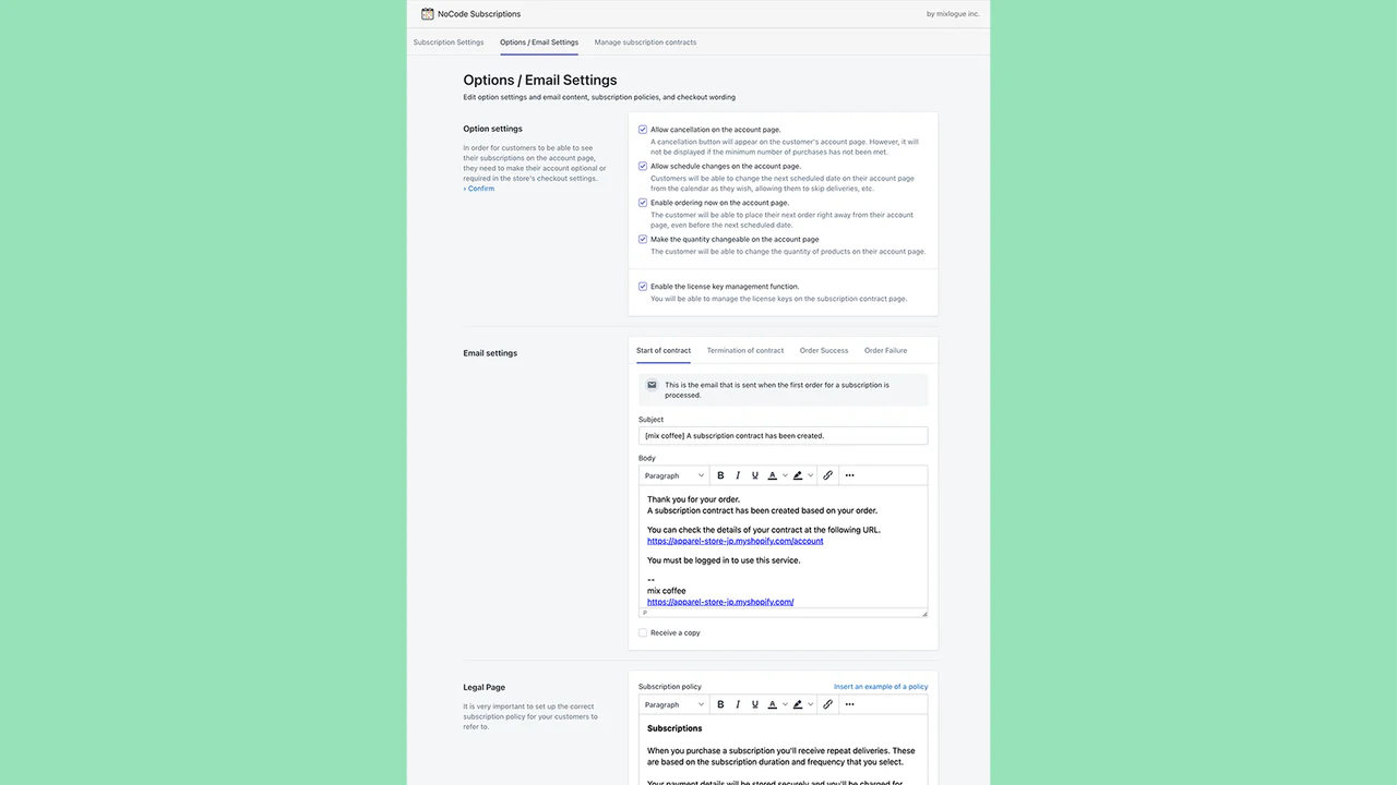 Opciones y configuración de correo electrónico