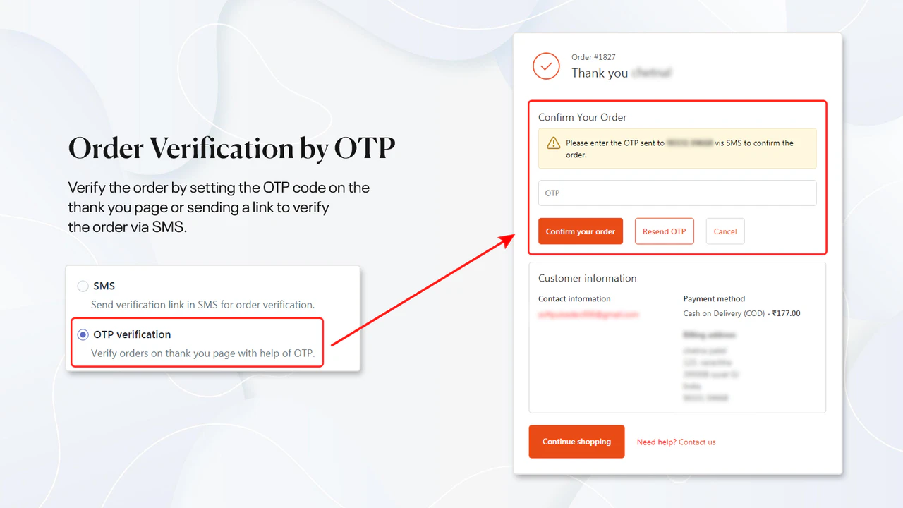 Verificação de pedido com OTP