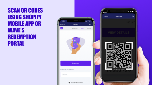 Escanear usando o aplicativo móvel Shopify para resgatar códigos QR