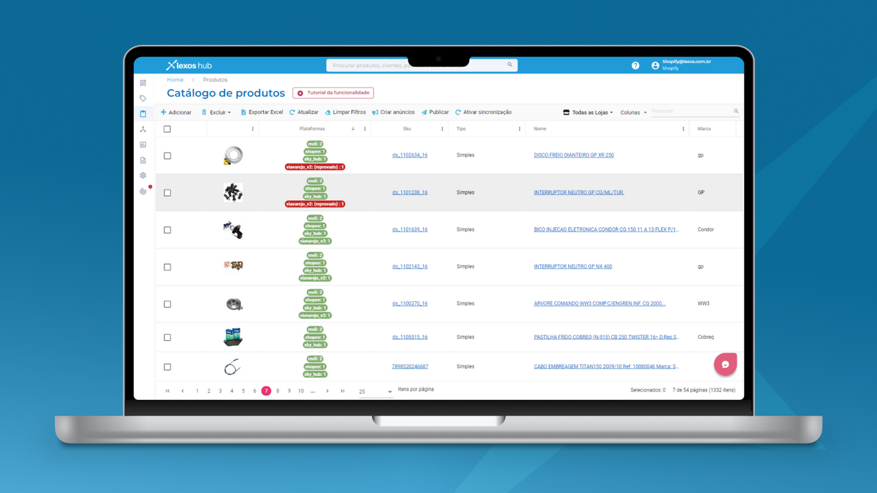  Catálogo centralizado, unificando ERP, loja e marketplaces