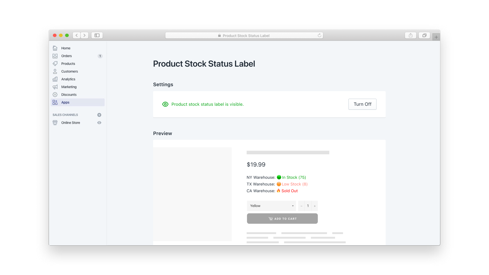 Pi ‑ Inventory Stock Level Screenshot