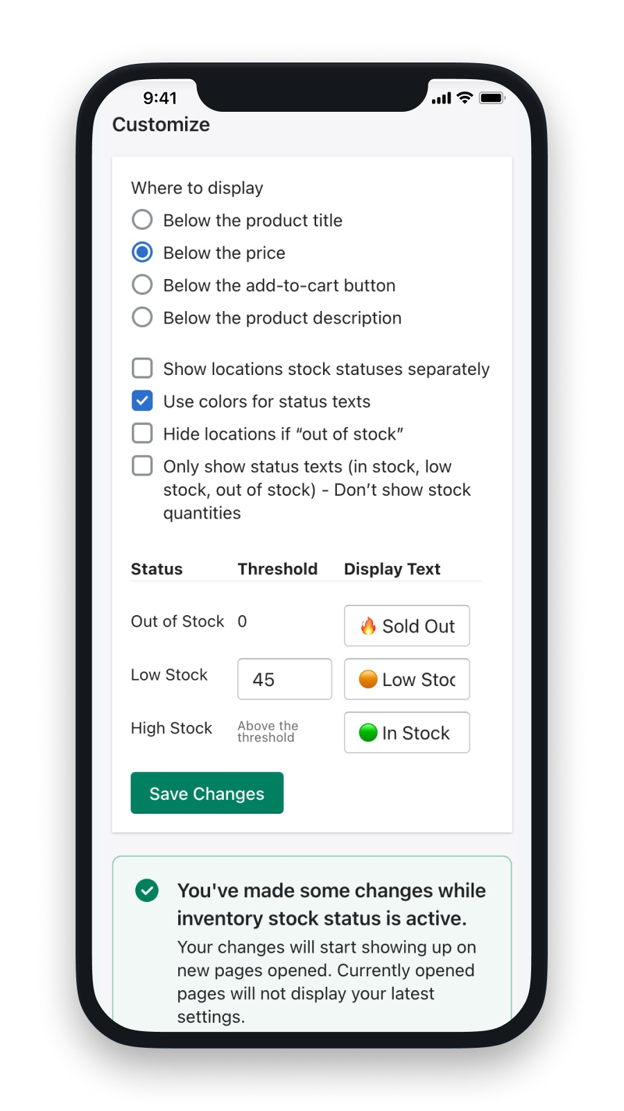 Pi ‑ Inventory Stock Level Screenshot