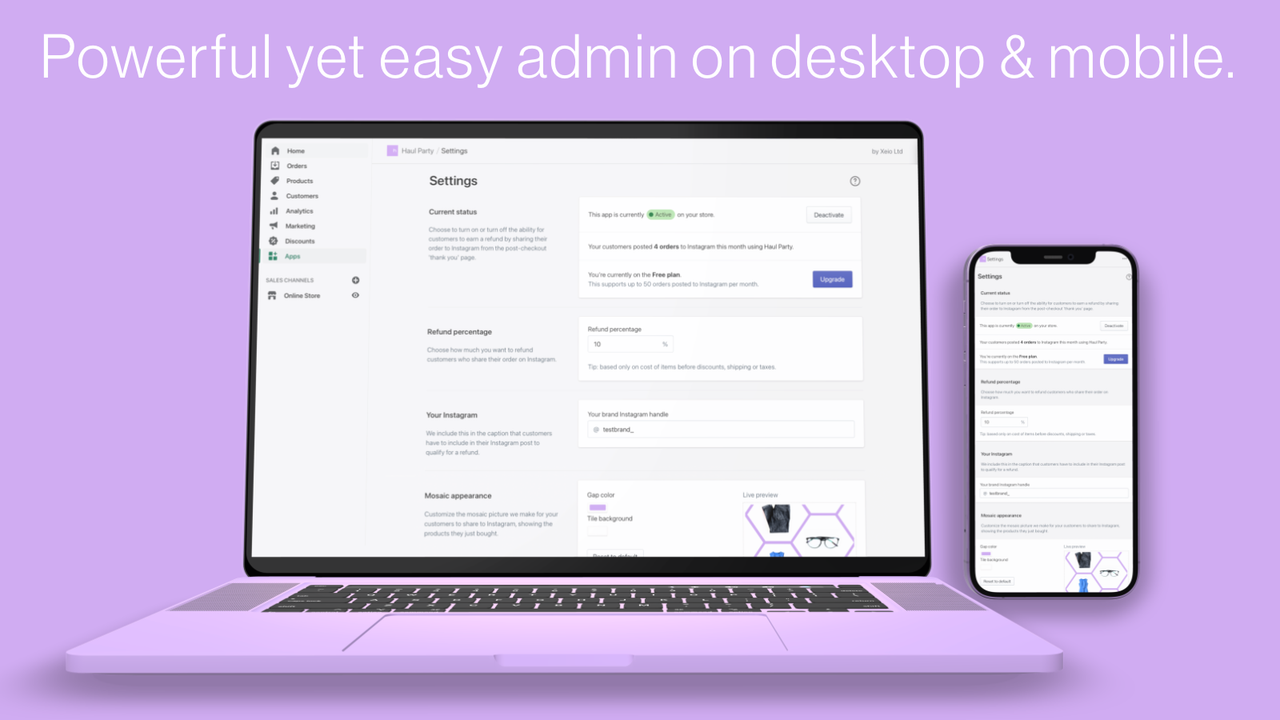 Powerful yet easy-to-use admin page keeps you in control