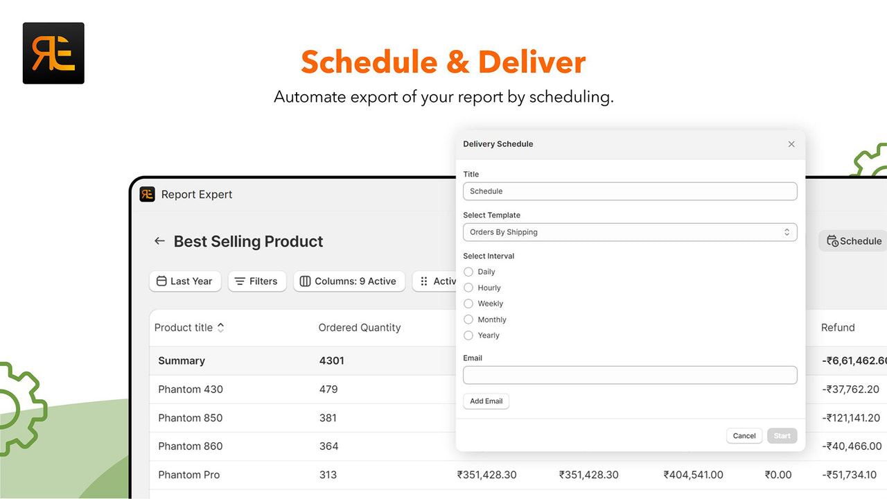 shopify report schedule and deliver
