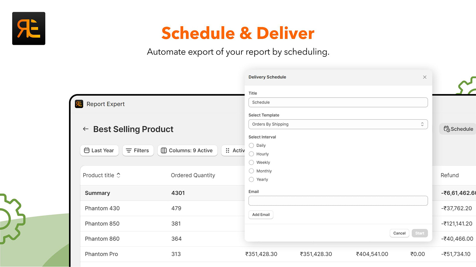 shopify report schedule and deliver