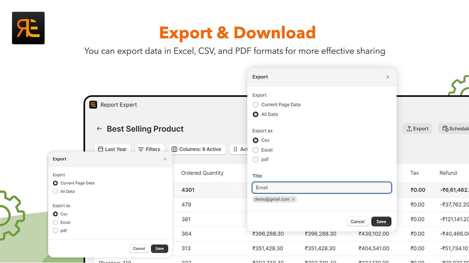 shopify rapport eksport og download