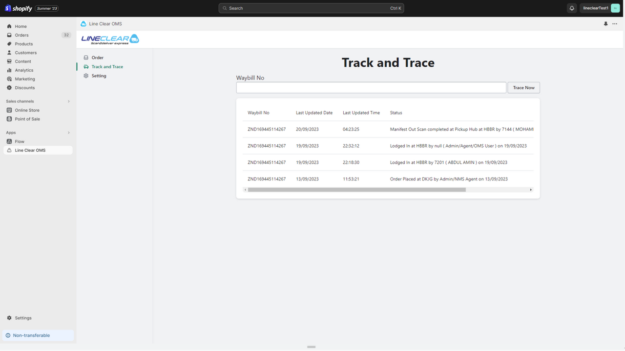 Interface for track shipment by waybill no
