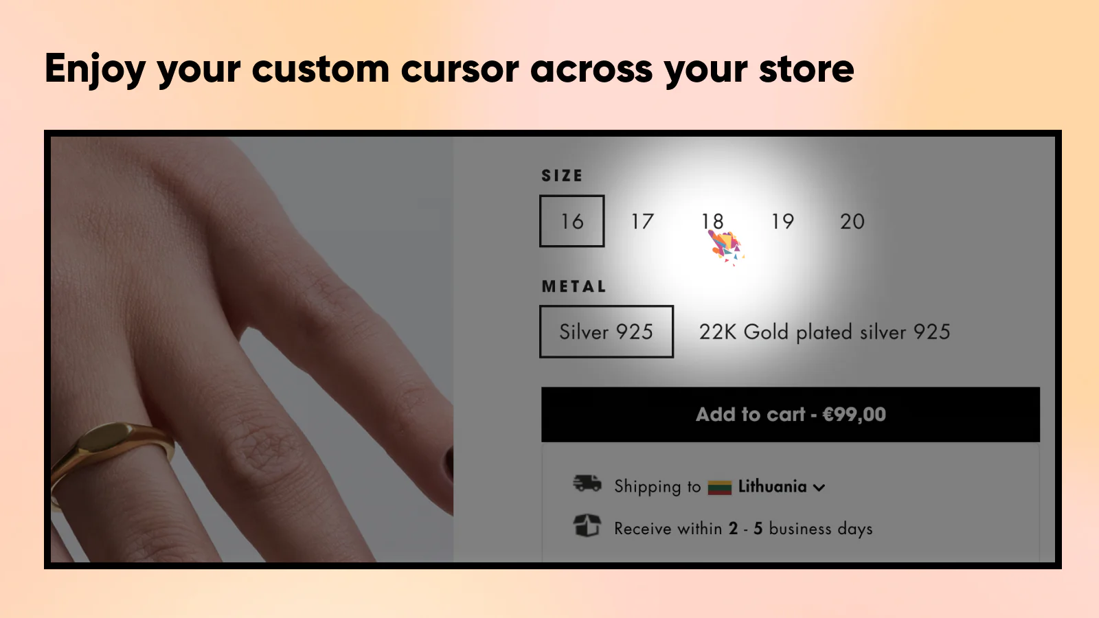 Disfrute de su cursor personalizado en toda su tienda