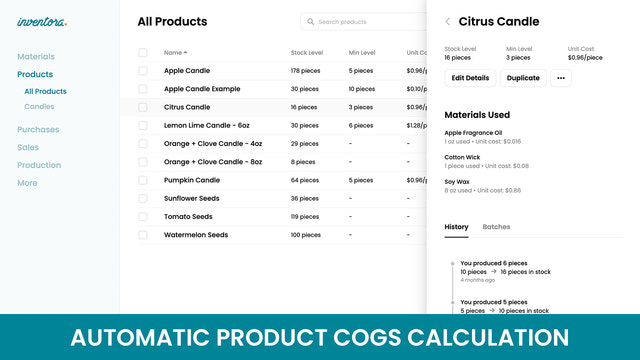 Calcul automatique du COGS