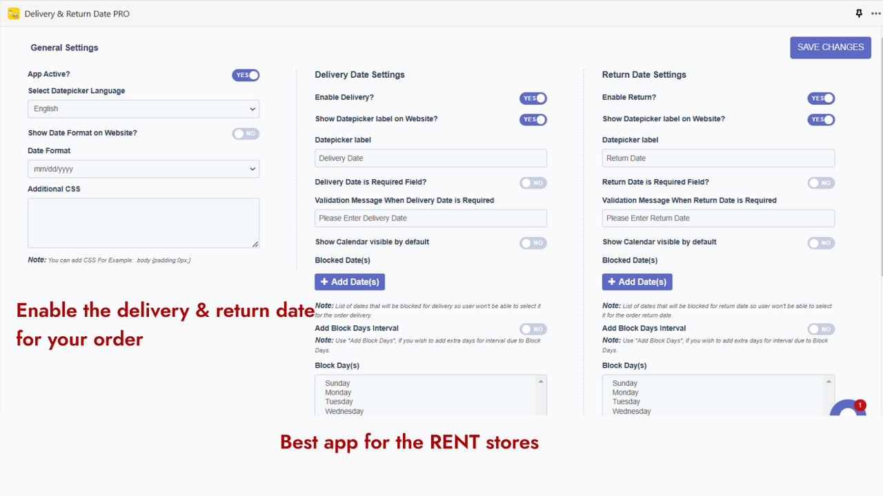 Delivery & Return Date Picker