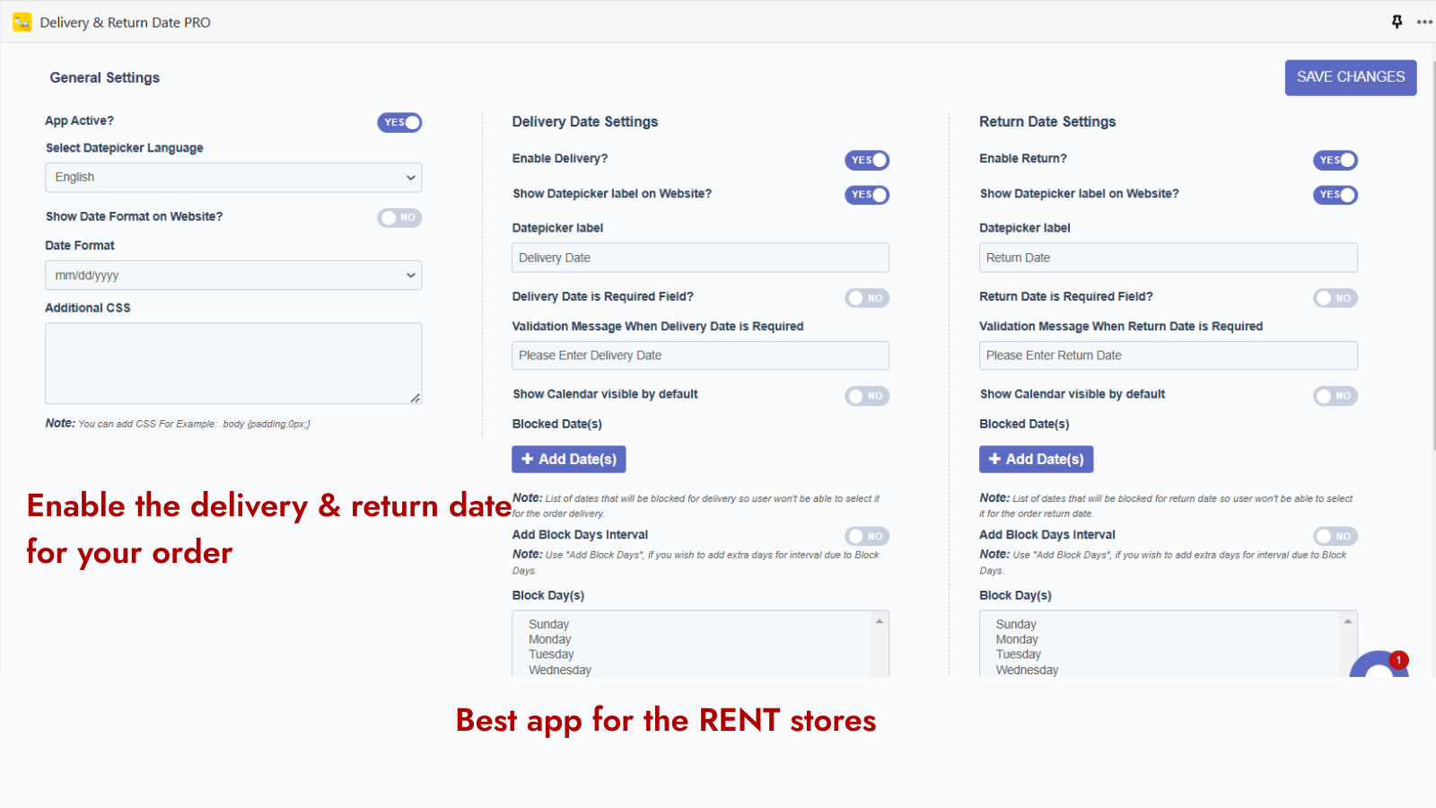 Delivery & Return Date Picker