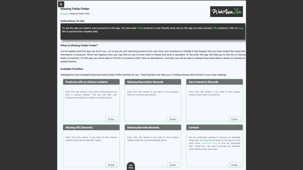 Outils de recherche de champs manquants