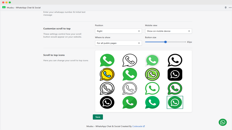 Musbu ‑ WhatsApp Chat Button Screenshot