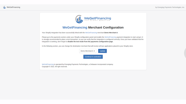 WeGetFinancing configuratiepaneel