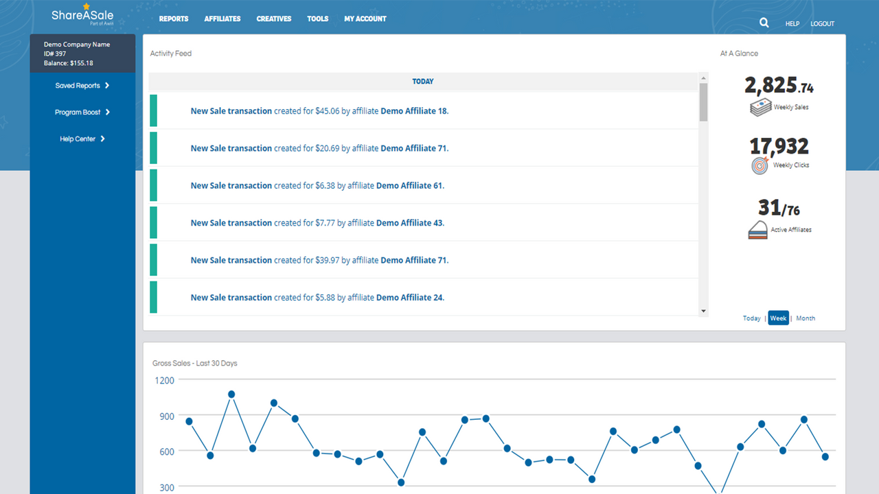 ShareASale-hjemmeside-dashboard-ui