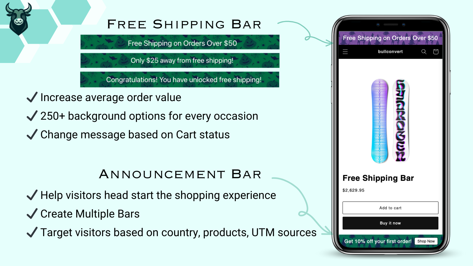 Free Shipping Bar (FSB) und Announcement Bar (Promotion Bar)