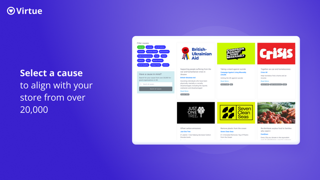 Sélectionnez des œuvres de bienfaisance et des causes qui correspondent à votre magasin
