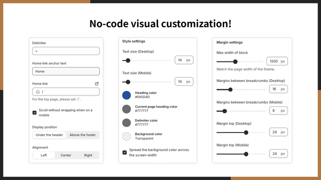 No-code visual customization