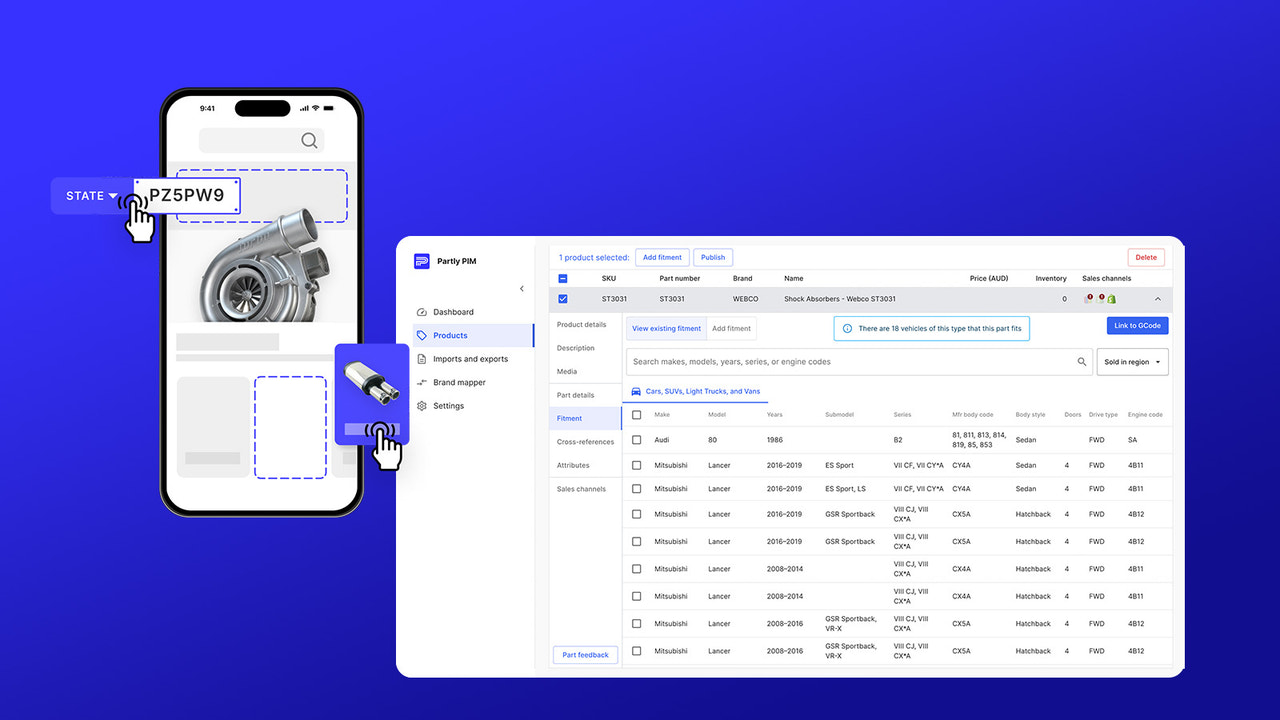 Partly PIM User-friendly vehicle selector