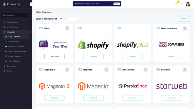 Integrationside for salgskanaler