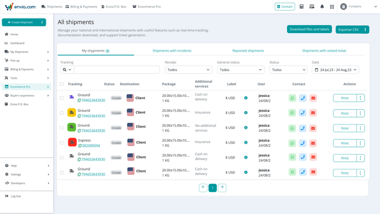 Envia Shipping and Fulfillment Screenshot