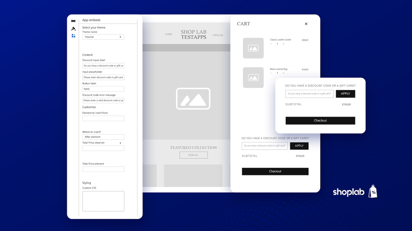 Captura de pantalla de la aplicación y configuración de la aplicación