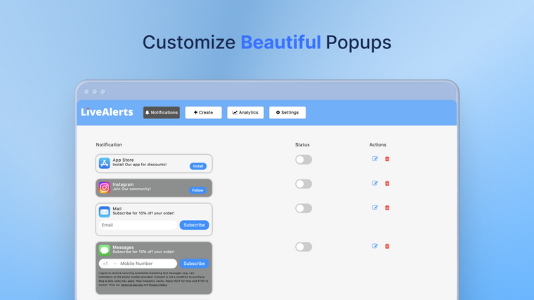 LiveAlerts iOS Inspired Popups Screenshot