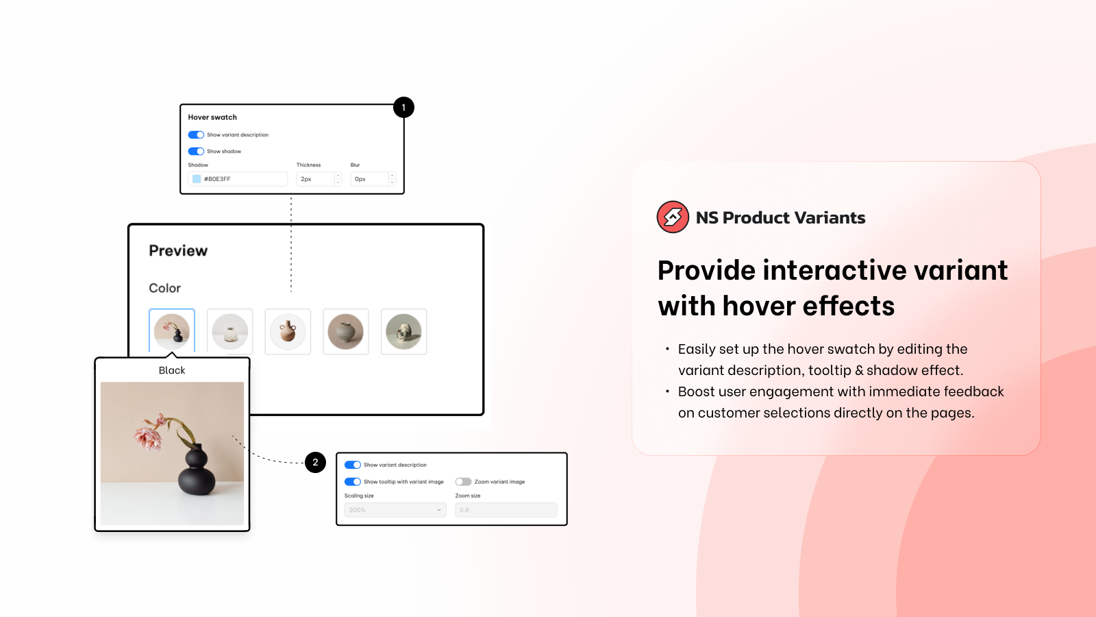 Fournissez une variante interactive avec des effets de survol