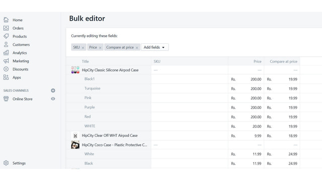 Select products and bulk edit with shopify bulk edit