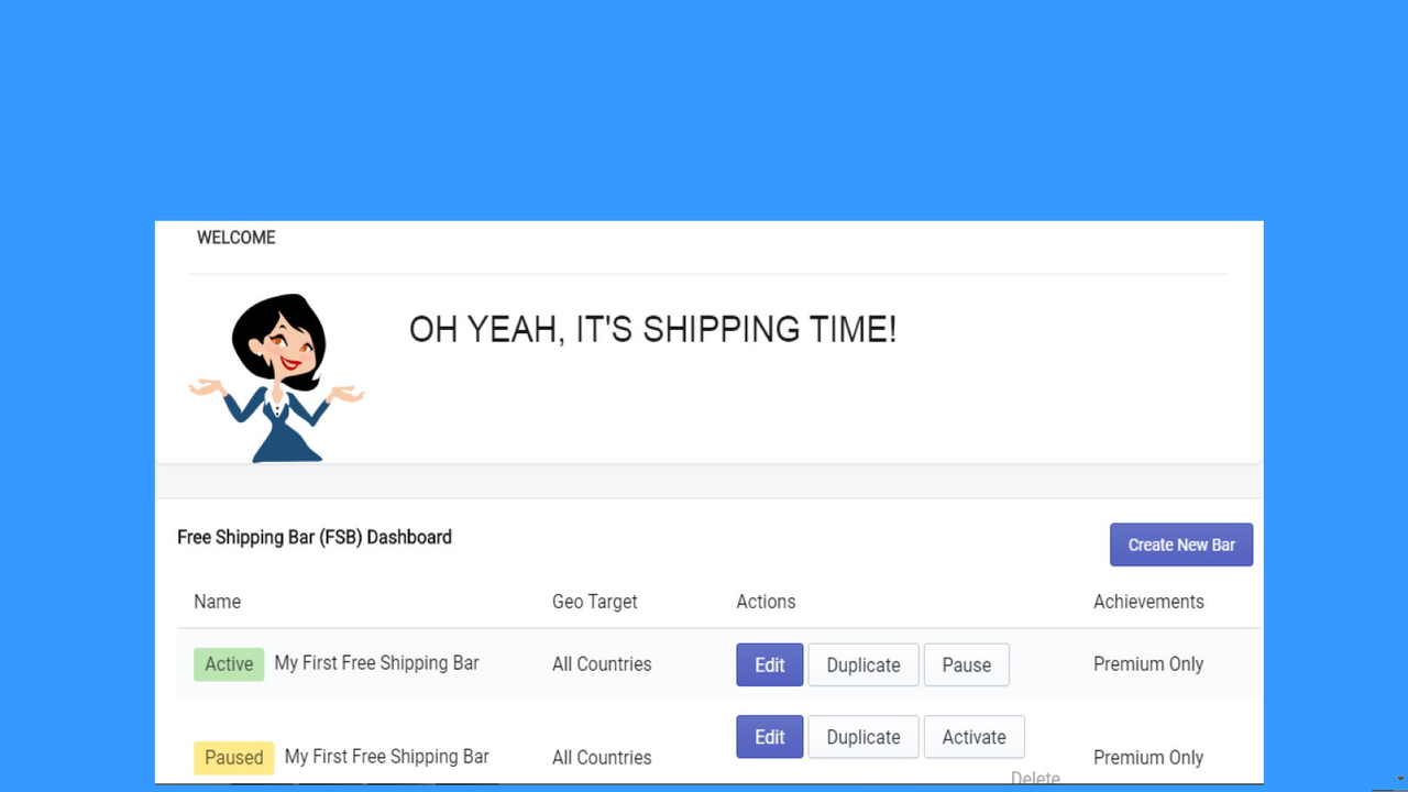 Pushdaddy Free Shipping Bar Screenshot