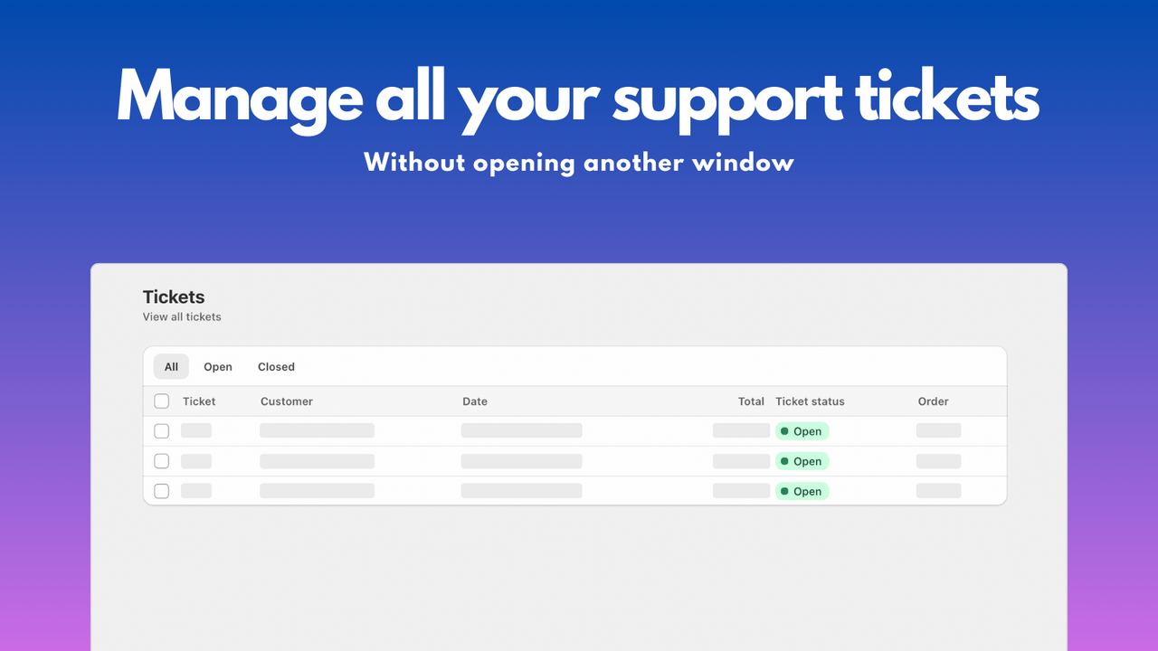 Manage all your support tickets