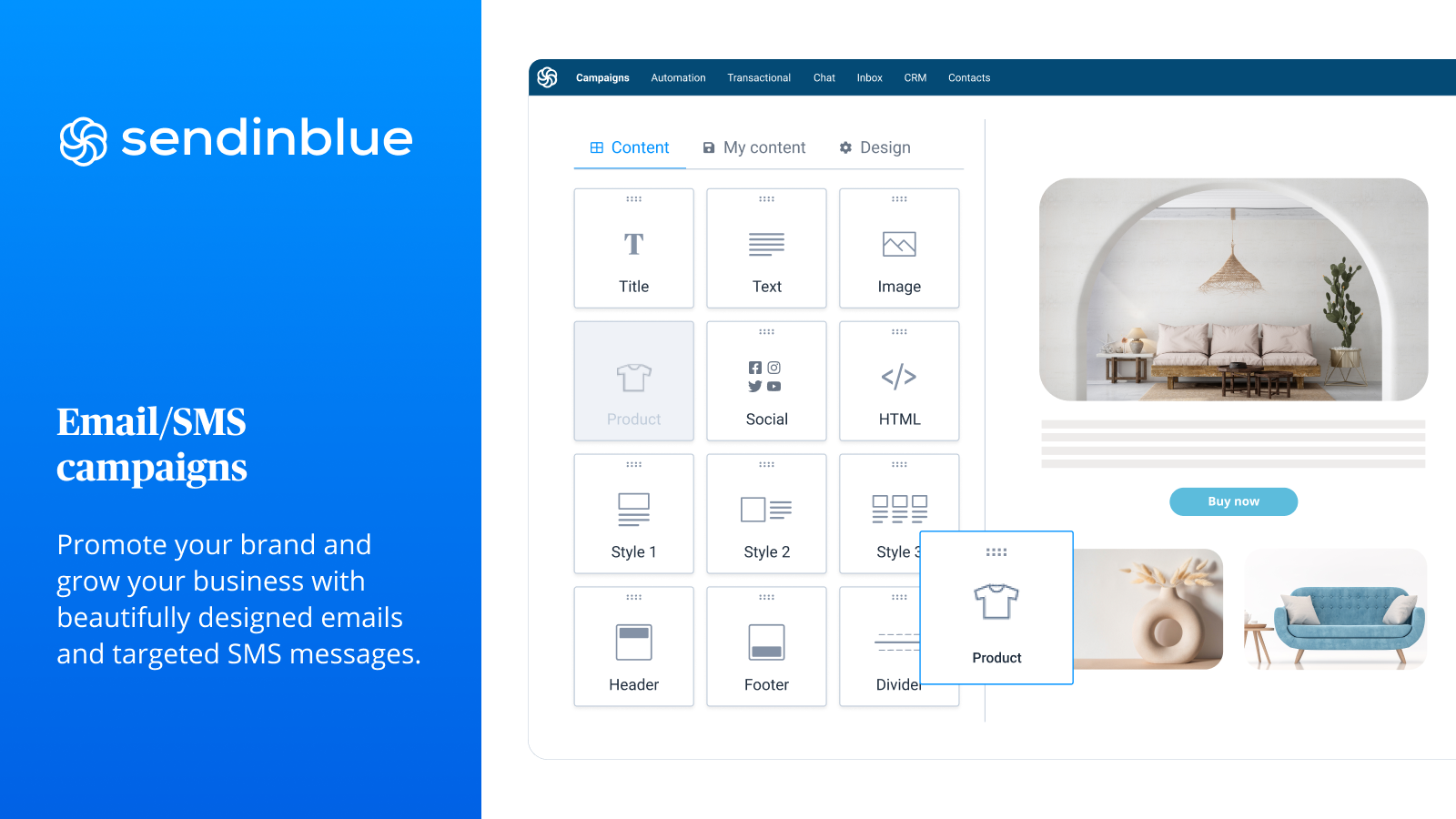 Build beautiful campaigns with our drag & drop email builder