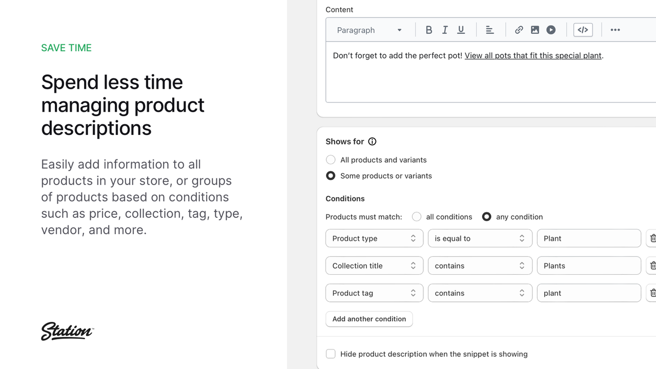 Spend less time managing product descriptions