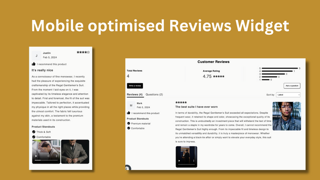 Mobile optimised reviews widget