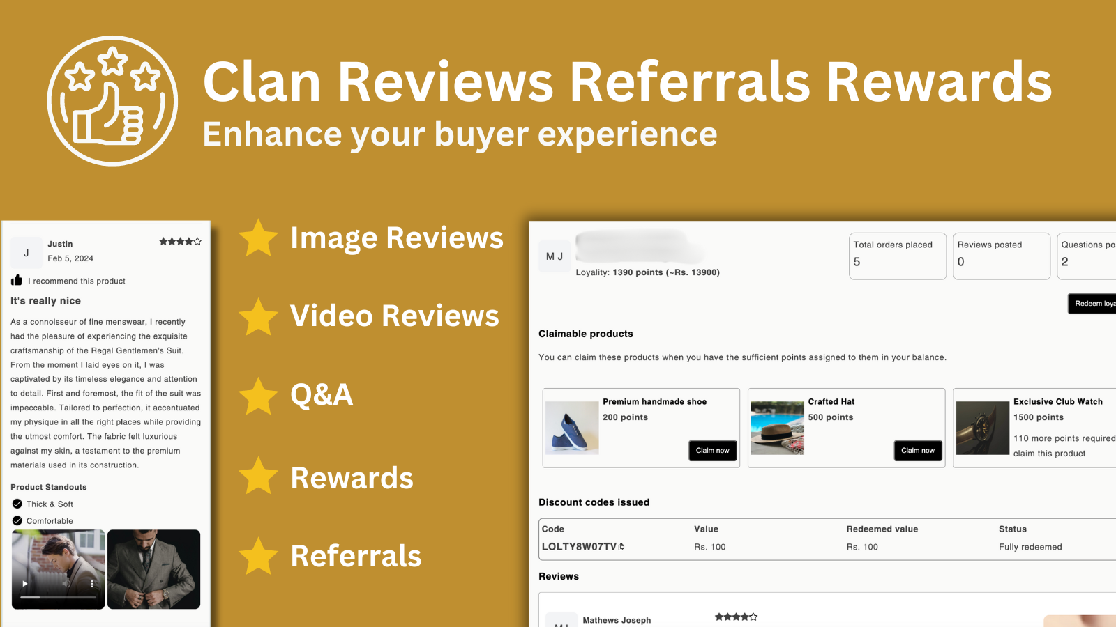 Aplicación Clan Reviews Rewards Referrals
