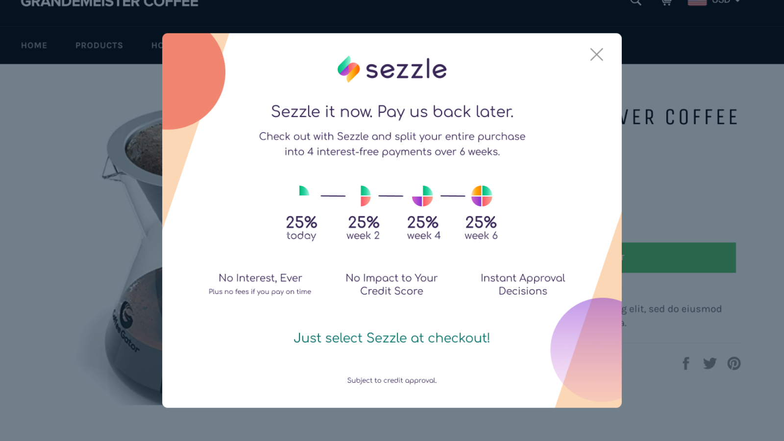 Widget informatif sur les options de financement