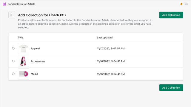 Bandsintown for Artists Products collection