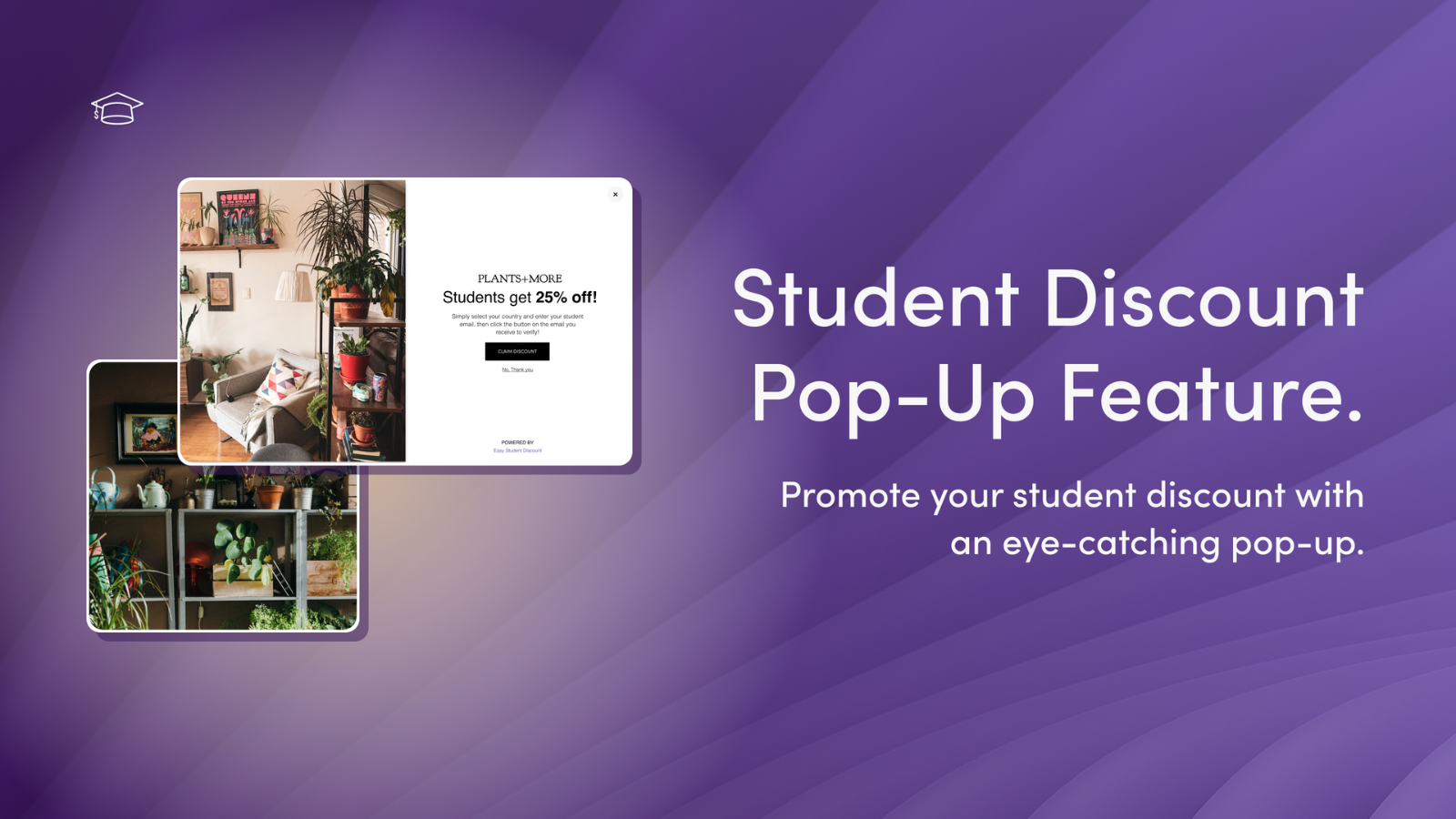 Agrega un pop up promocional de descuento para estudiantes 