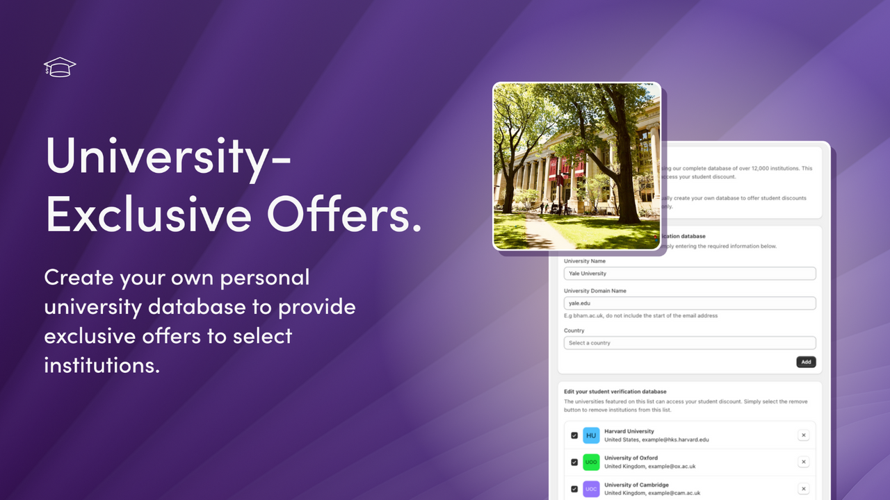 Create your own exclusive student discount university database