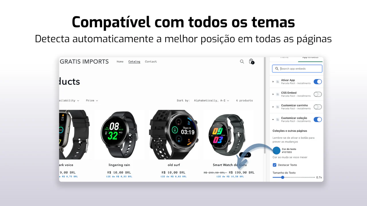 App de parcelamento compatível com todos os temas