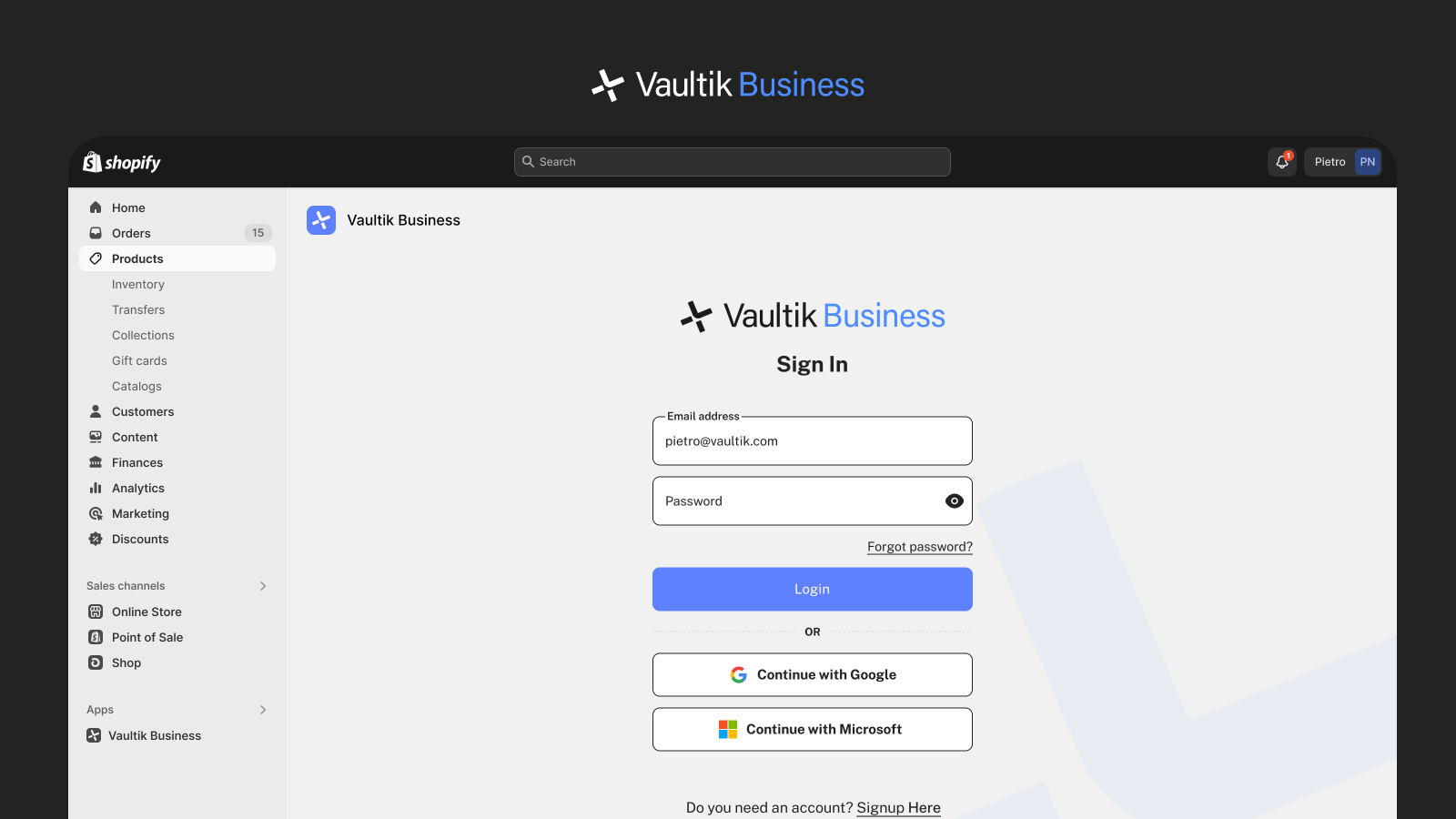 Vaultik Business Screenshot