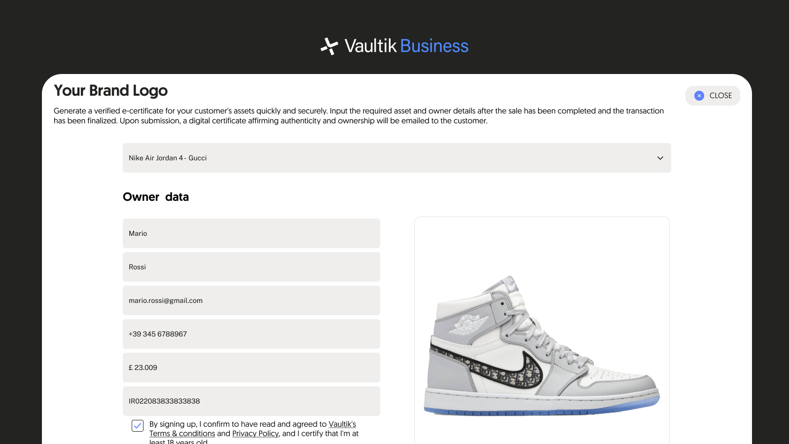 Vaultik Business Screenshot