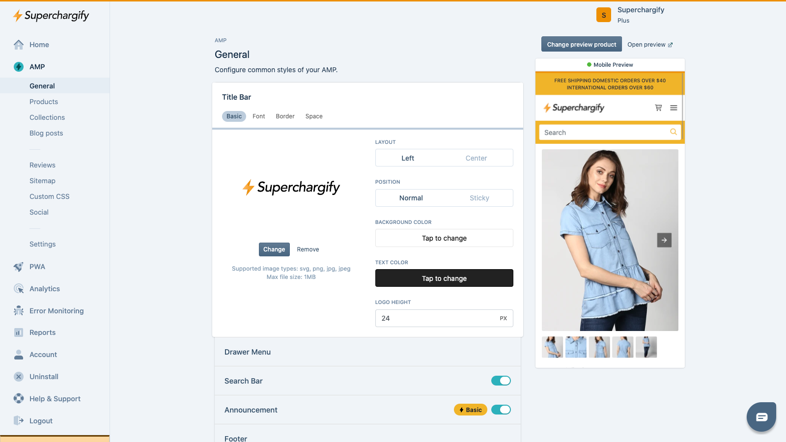 Superchargify: Personalizações AMP