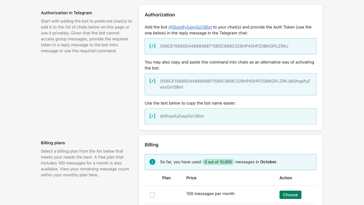 Telegram bot autorisation i app