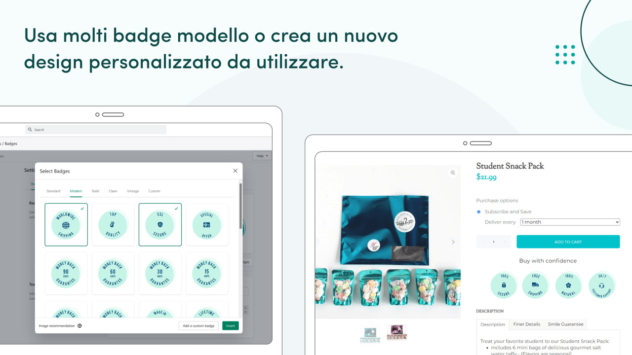 Utilizzate modelli di badge un nuovo design personalizzato.