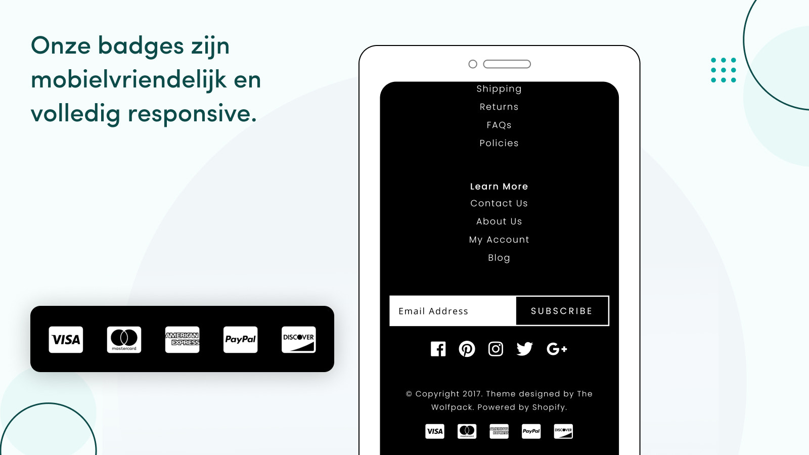 Onze Trust Badges zijn mobielvriendelijk en volledig responsief.