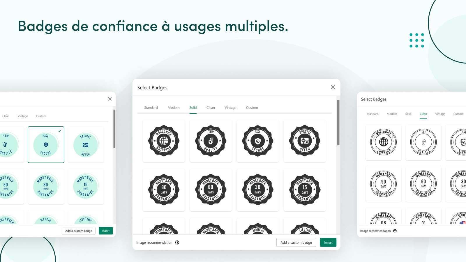 Des badges de confiance pour plus d'un usage.