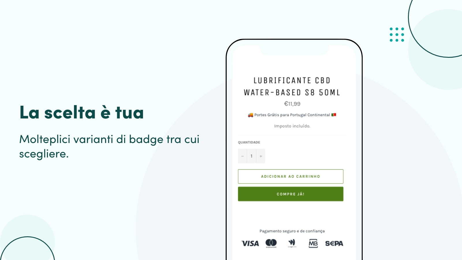 Molteplici varianti di badge tra cui scegliere.