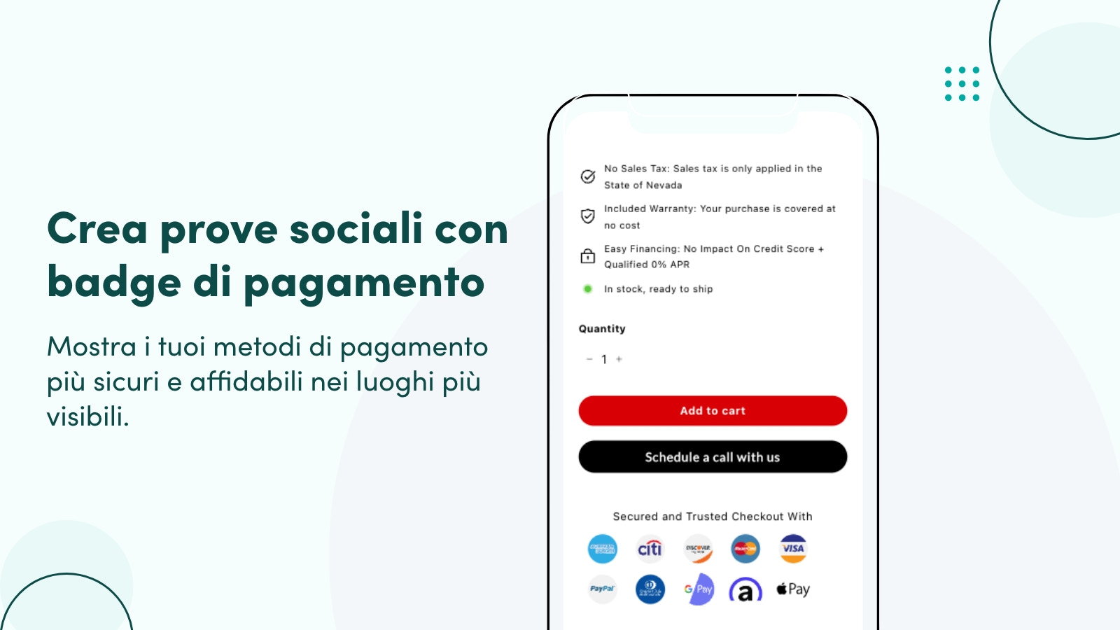 Crea prove sociali con badge di pagamento