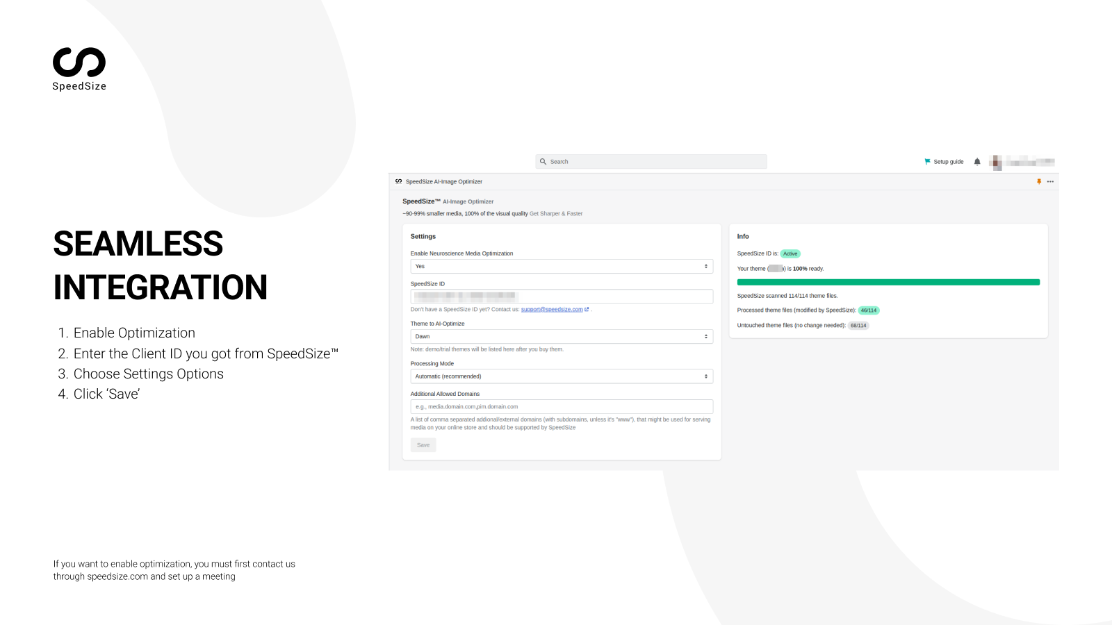 Intégrez votre compte SpeedSize en 5 clics faciles. Commencez aujourd'hui.